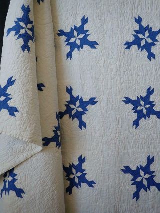 Quilting Dove At The Window Antique Blue & White Quilt 81x68 "