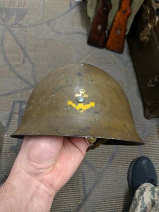 Wwii Japanese Naval Landing Forces Helmet With Liner And Chinstrap Look