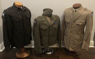 Ww2 Us Army Id’d 65th 9th Infantry Div Officer Uniform Jackets Photo Doc Group