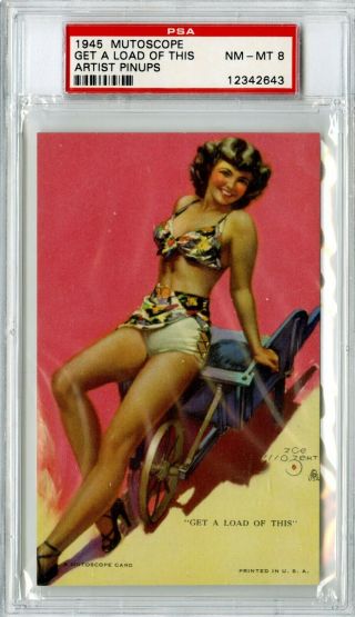 1945 Mutoscope Artist Pinups Arcade Card Psa Nm - Mt 8 " Get A Load Of This " Leggy