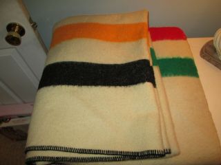 Vintage Multi - Stripe Wool Blanket Full Size Pearce Hudson Bay
