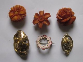 Six X Antique/vintage Pin Brooches.  Europe/u.  K.  1890 