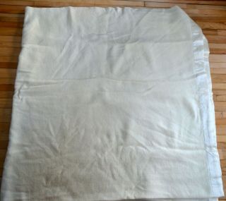 Vintage Faribo Woolen Mills Cream Satin Trim Wool Blanket - 88 " X 90 "