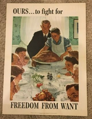 Vintage Norman Rockwell Four Freedoms Wwii Posters Full Set,  1943