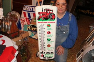 Vintage Ih International Harvester Farm Tractor 24 " Metal Thermometer Sign