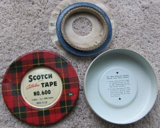 Vintage 1940s Scotch Brand Cellulose Tape Tin W/medium Blue Tape Inside.  3m Logo