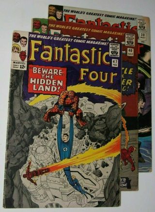 Fantastic Four 38,  40,  47 - Solid Vg Readers - Complete - Staples Covers Pages