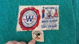 Vintage Holland Health Blanket Van Wijk Bros 100 Virgin Wool 54x82 Turquoise