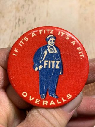 Early Fitz Work Clothing Overalls Advertising Pocket Mirror Denim Jeans Finck 
