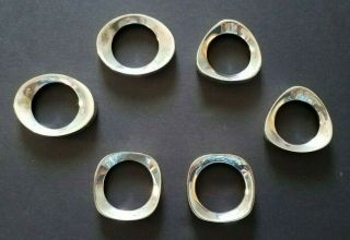 Atomic Age Mid Century Modern Silver Plated Napkin Rings Set Of 6