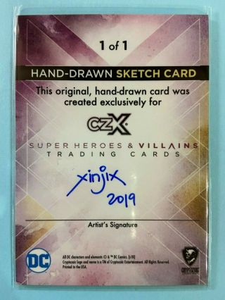 2019 DC Cryptozoic CZX Heroes & Villains Artist Sketch by Xinjix 1/1 2