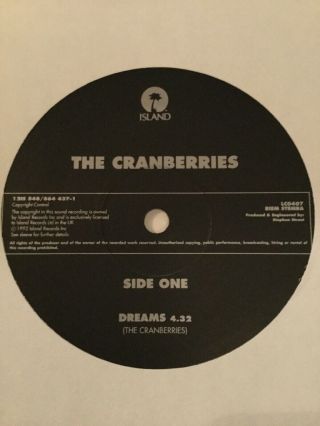 The Cranberries “ Dreams” 12” Vinyl Record 3