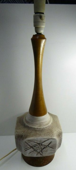 Retro Vintage Ellis Australian Pottery Ceramic & Timber Lamp 1960s Mid Century
