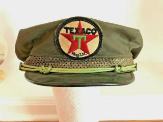 Vintage Texaco Gas Service Station Attendant Green Uniform Hat