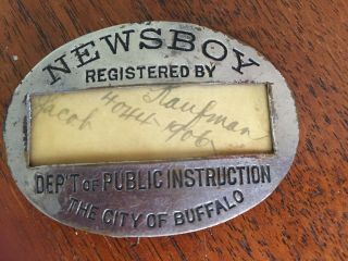 Newsboy Badge,  Medal,  Buffalo Ny 1906