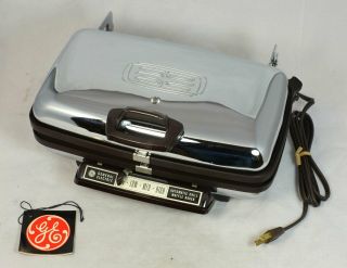 Nos Vintage Ge General Electric Automatic Grill Waffle Baker Iron G - 44t