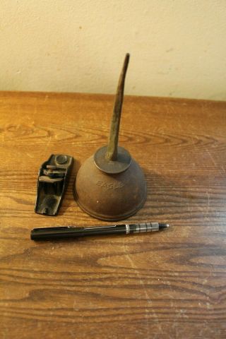 Small Old Stanley Planer And Old Rusty Eagle Oil Can With Spout