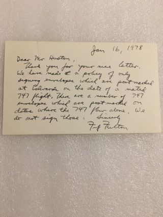 Fitz Fulton Autograph Letter Signed (1/16/1978) Nasa Shuttle Test Pilot