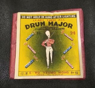 Extremely Rare Drum Major Supercharged Firecrackers Fireworks Label 24 1 - 11/16