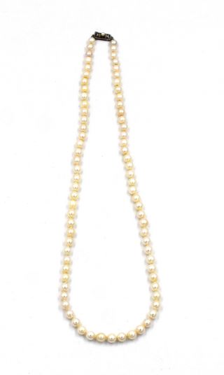 Vintage Mikimoto 7mm Pearl Strand Necklace Sterling Silver 24 " Designer Signed