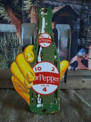 Old Vintage 1953 Dr.  Pepper 10 - 2 - 4 Porcelain Gas Station Door Sign Soda Pop