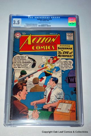 Action 250 Superman Cgc 3.  5 Graded Comic Book 1959