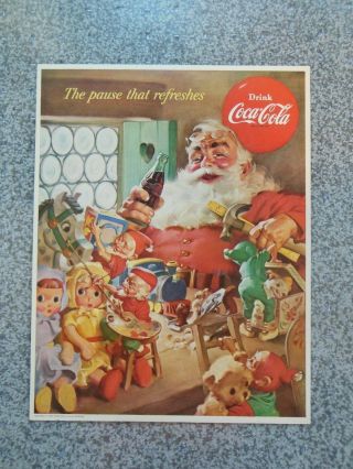 Vintage 1953 Coca Cola Coke Santa Toys Elves Christmas Advertisement