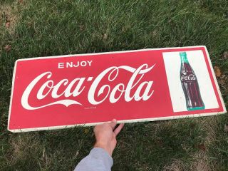Vintage Coca Cola Advertising Sign Metal 1950’s Coke Soda Bottle 32”