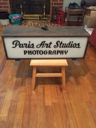 Vintage Paris Art Studios Photography Lighted Store Sign Two Sided 1930’s Rare