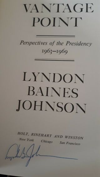 Pres.  Johnson Autographed Book.  Signed In Person Make Offer