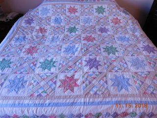 Vintage Applique Stars Quilt Arch Quilts Elmsford Ny 86” X 94”