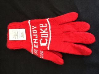Rare Vintage Coca Cola Gloves Enjoy Coke Red Knit One Size