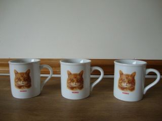 Set Of 3 Vintage Morris The Cat Mugs Decorated By Papel