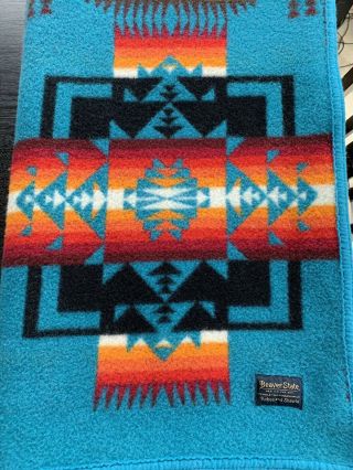 Pendleton Chief Joseph Blanket Wool Turquoise Twin Size Made In Usa