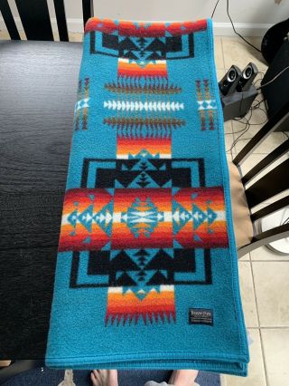 PENDLETON Chief Joseph Blanket Wool Turquoise Twin Size MADE IN USA 2