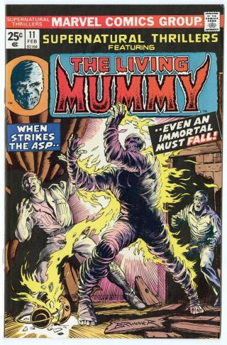 Supernatural Thrillers 11 Nm - 9.  2 White Pages Living Mummy Marvel 1975
