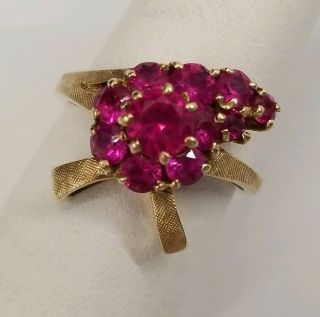 Vintage Ruby And 14k Gold Ladies Cocktail Ring Size 5 1/2