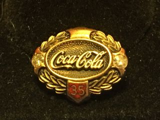 10k Yellow Gold 35 Year Coca Cola Employee Diamond Pin 2.  20g Not Scrap Gold