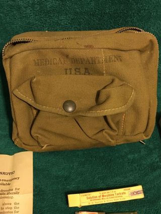 WW2 MEDICAL DEPARTMENT AERONAUTIC FIRST - AID KIT POUCH FULL MORPHINE TARTRATE 3