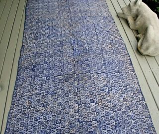 India Indigo Ikat Textile Cotton Tapestry Weaving Southeast Asia Shawl Batik