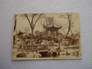 Antique Cdv Photograph - Temple In Tea Garden Shanghai - China