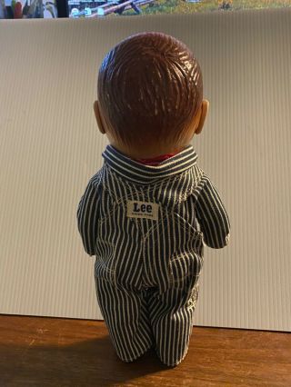 Vintage Buddy Lee Doll.  Union Made Denim Overalls missing hat 1950s.  Composition 3
