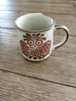 Vintage Otagiri Owl Mug Cup Hand Crafted Japan Embossed Stoneware Owl Coffee Cup