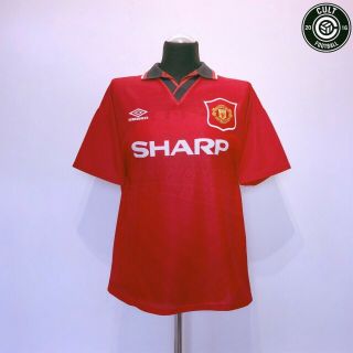 CANTONA 7 Manchester United Vintage Umbro Home Football Shirt 1994/96 (M) 2
