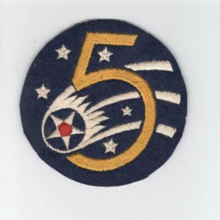 4 - 5/8 " Aussie Made Ww 2 Us Army Air Forces 5th Air Force Jacket Patch Inv J021