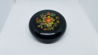 Small Vintage Ussr Russian Black Lacquered Trinket Box Signed & Numbered