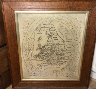 Gorgeous Georgian Antique Map Of England And Wales Sampler.  1806.  Backley.