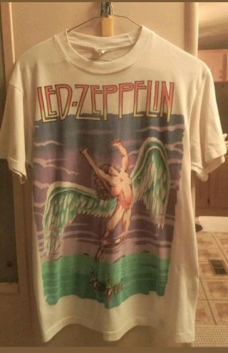 Led Zeppelin Swan Song T - Shirt.  Vintage Mid To Late80 