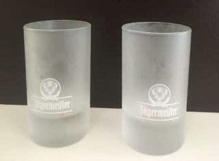 Jagermeister Frosted Shot Glasses Tall 4 Cl Set Of 2 Jager Elk Deer Logo