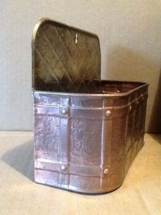 Vintage Art Deco brass & copper wall planter letter rack kitchen herb,  Rd Design 3